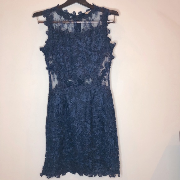 Chelsea lace appliqué dress, dark blue, small. - Picture 1 of 8